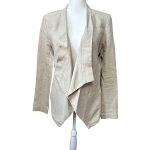 MICHAEL‎ KORS Linen Blend Drape Front Waterfall Blazer Jacket Size 4 Beige